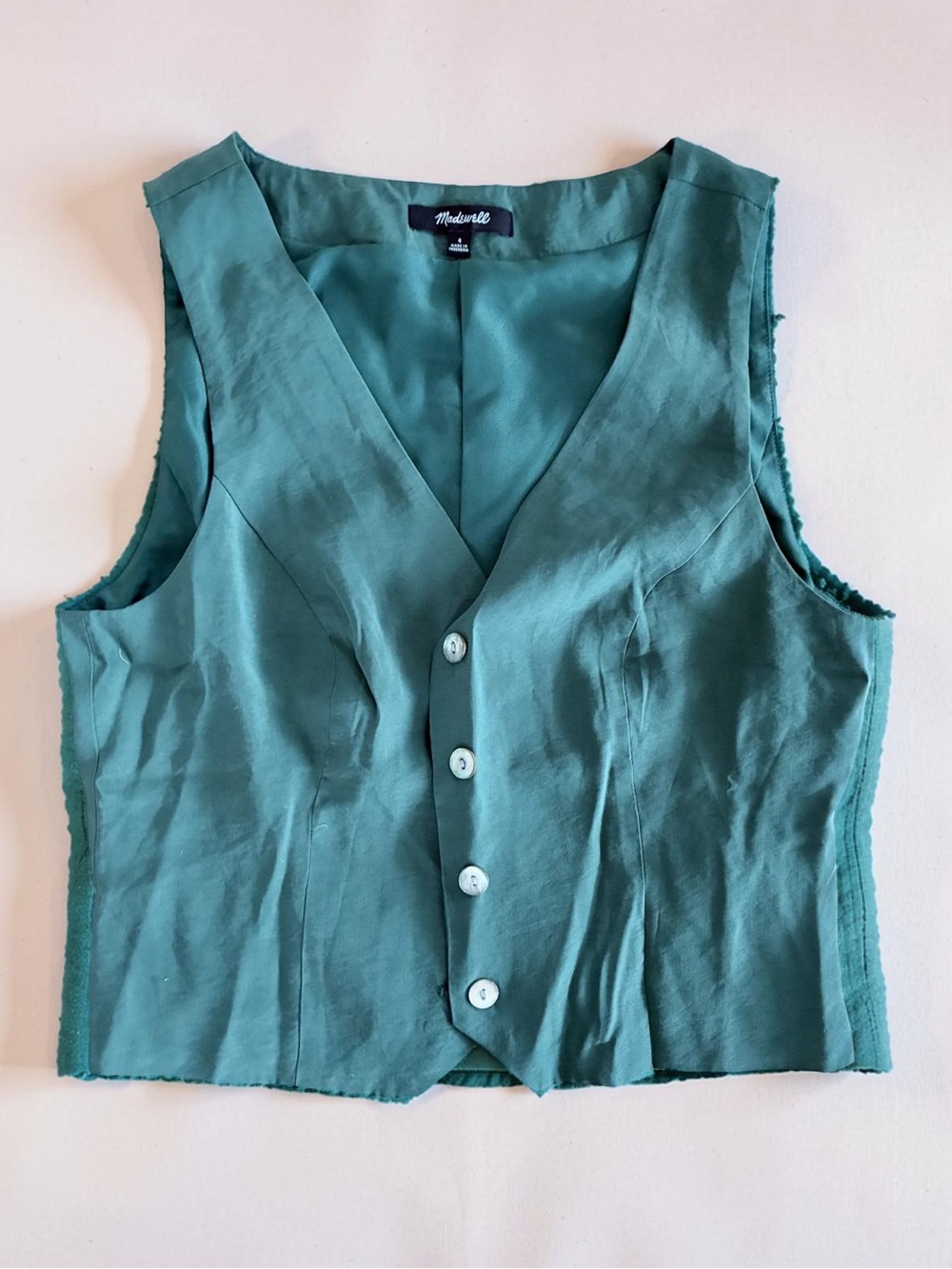Madewell Teal Button-Front V-Neck Camisole Vest
